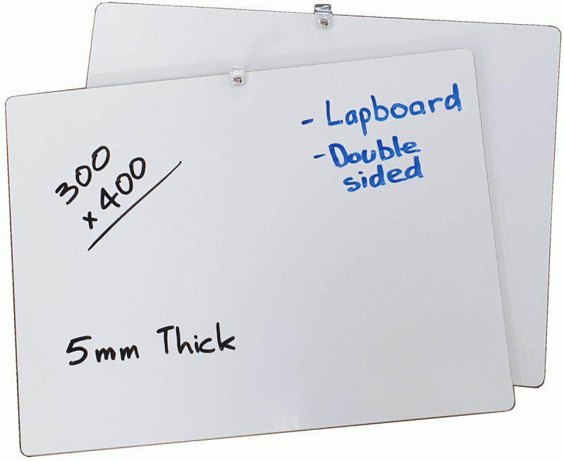 WITAX™ Double-sided Whiteboard 300 x 400mm, plain white both sides. Comes with free marker pen available and has built-in pen holder loop. 1 year Surface Guarantee.