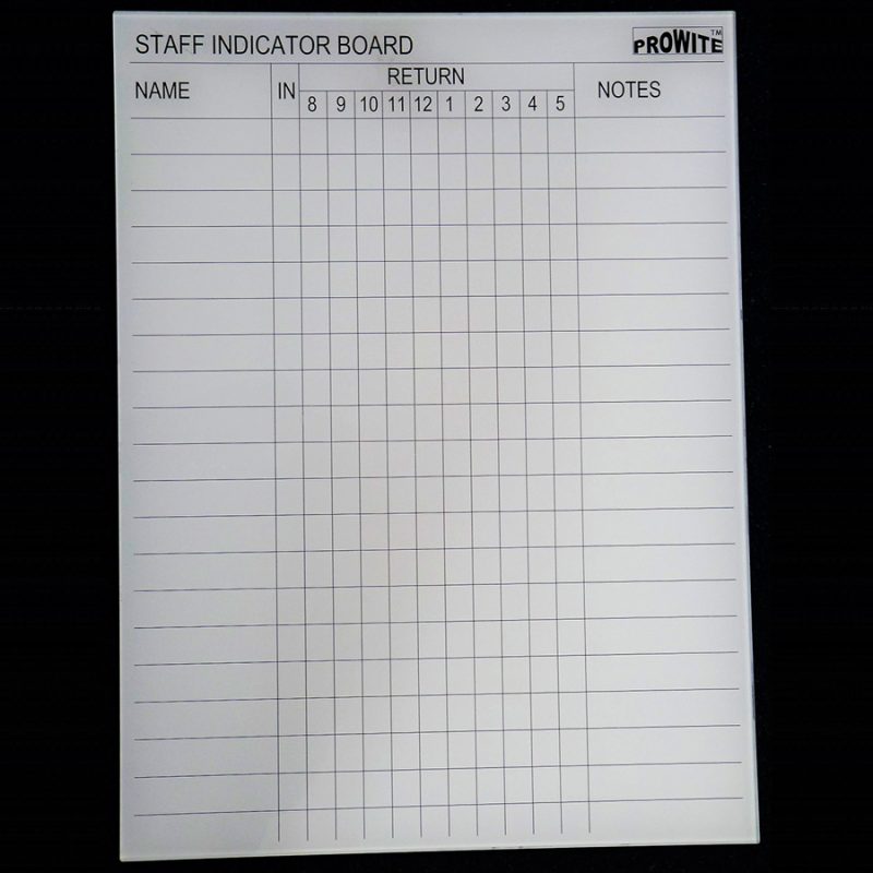 Printed etched glassboards staff indicator glassboard