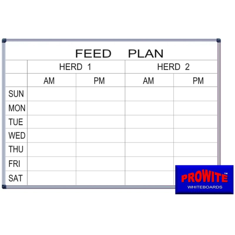 PRO-ETCH Feed Plans and Milking Rosters Whiteboard