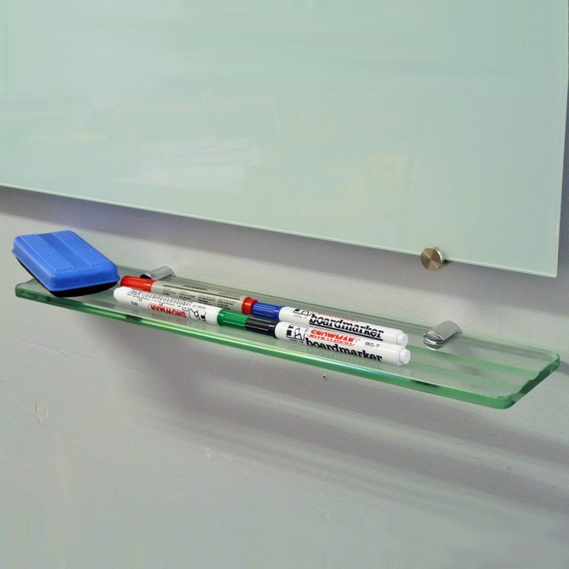 Glass whiteboard marker pen shelf