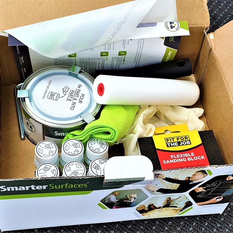 Smart whiteboard paint clear kit contents