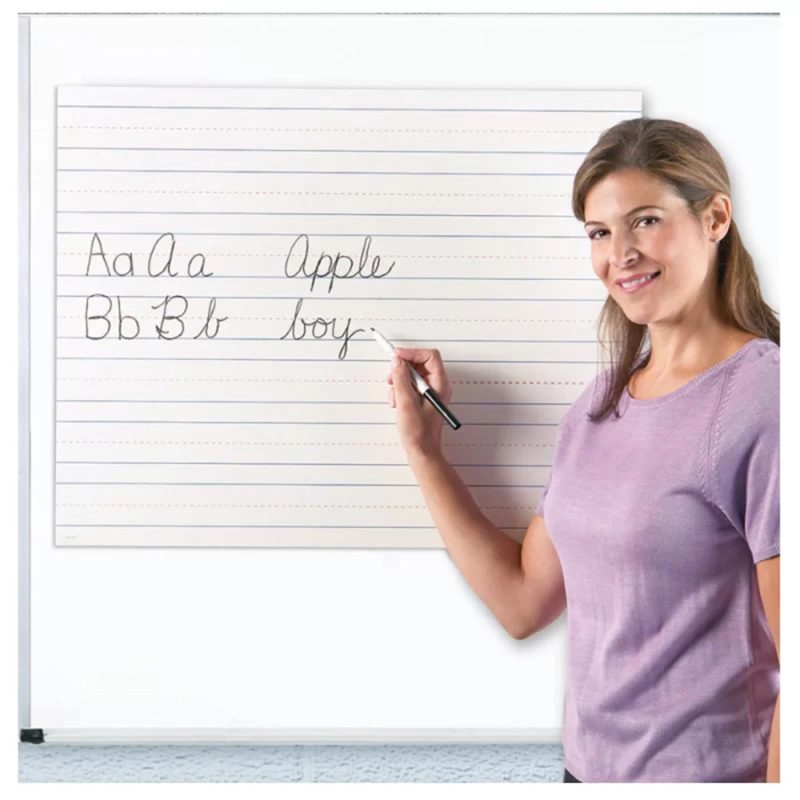 Lined magnetic whiteboard sheet with handwriting lines for teachers