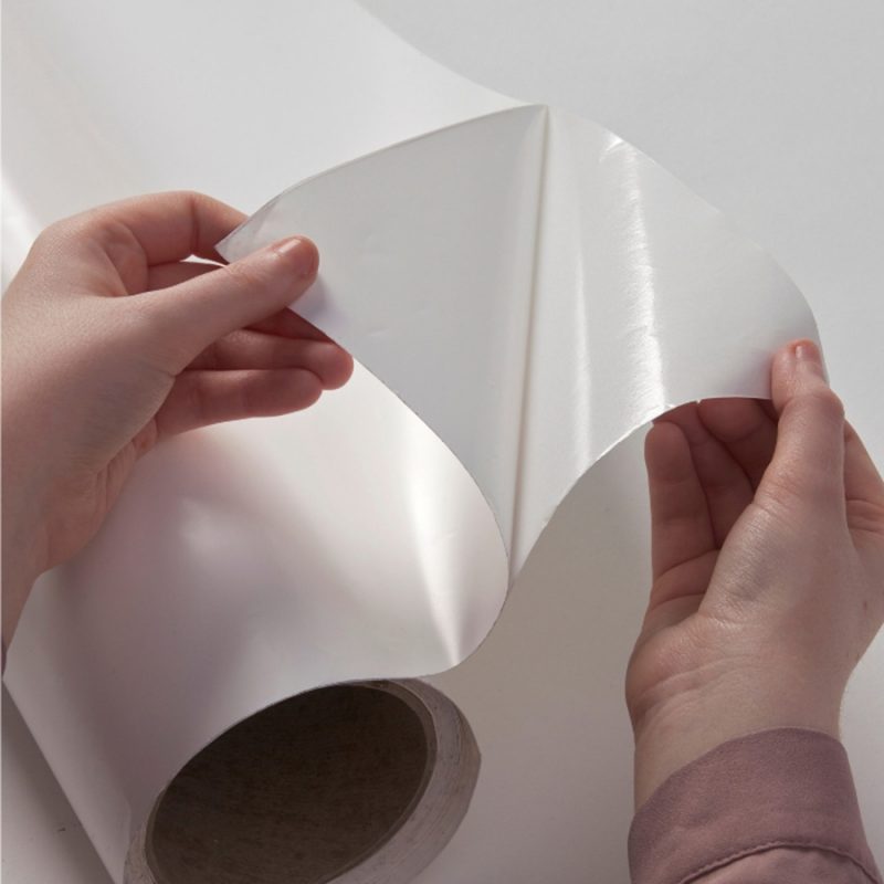 Close up of adhesive layer included in smart self-adhesive whiteboard film