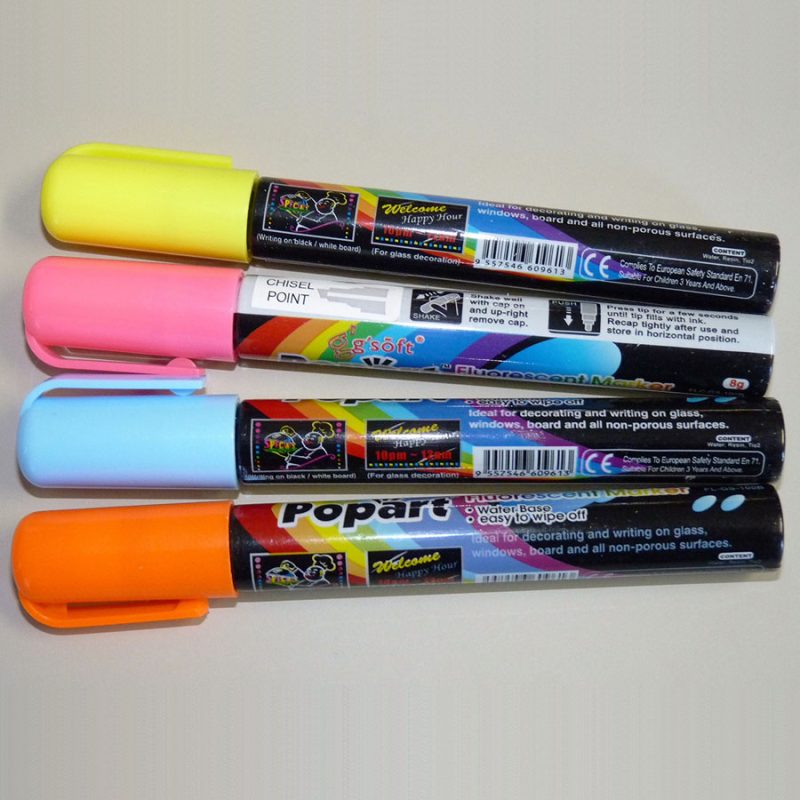 Fluoro glassboard markers pack of 4