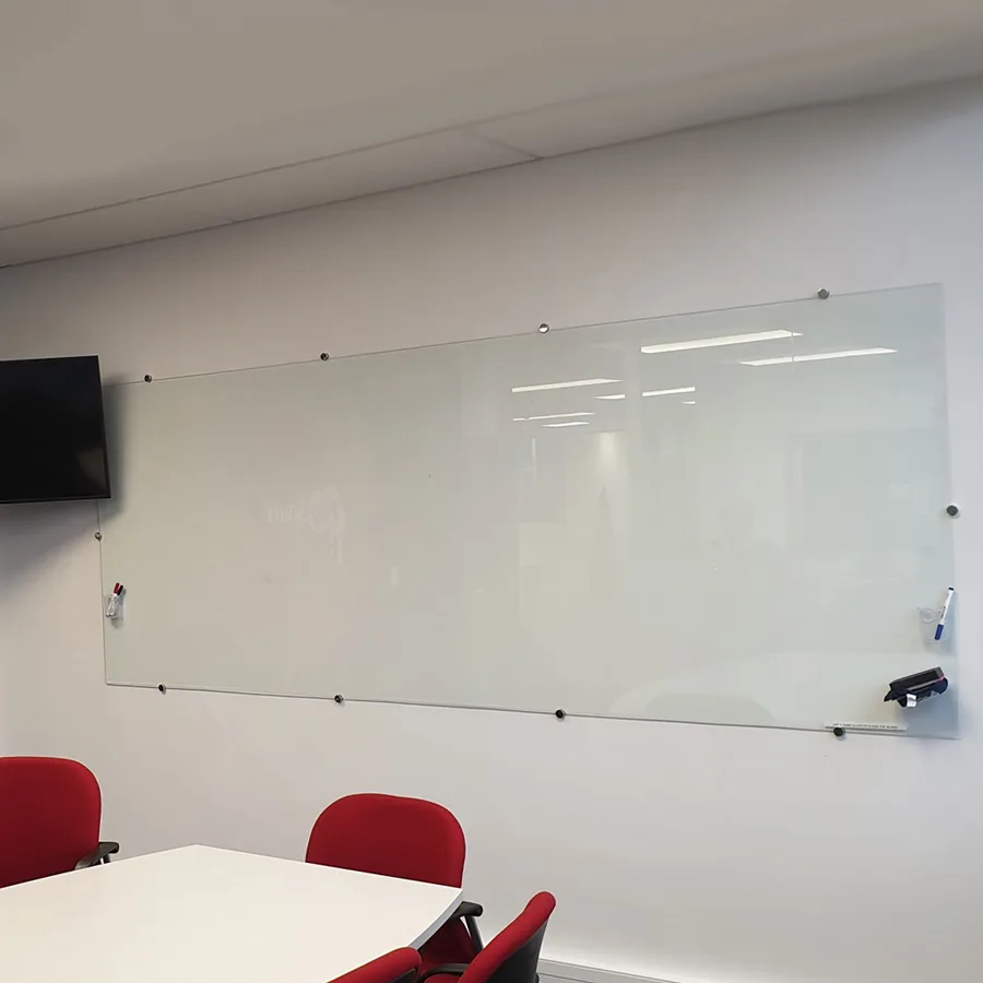 Glass writing boards in meeting room
